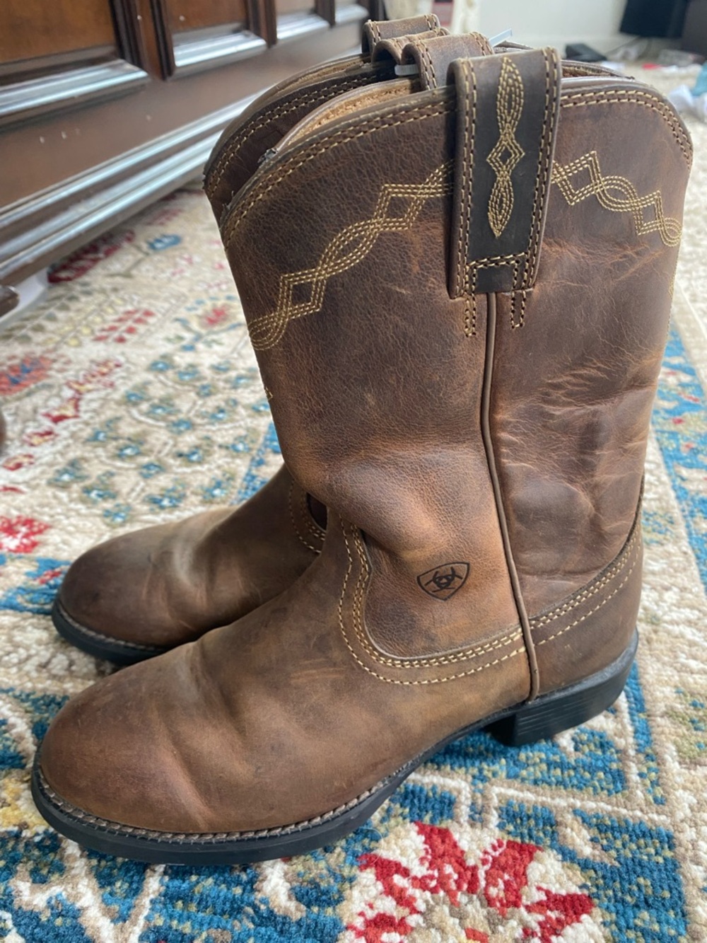 Ariat Brown Distressed Leather Pull-On Western Boots